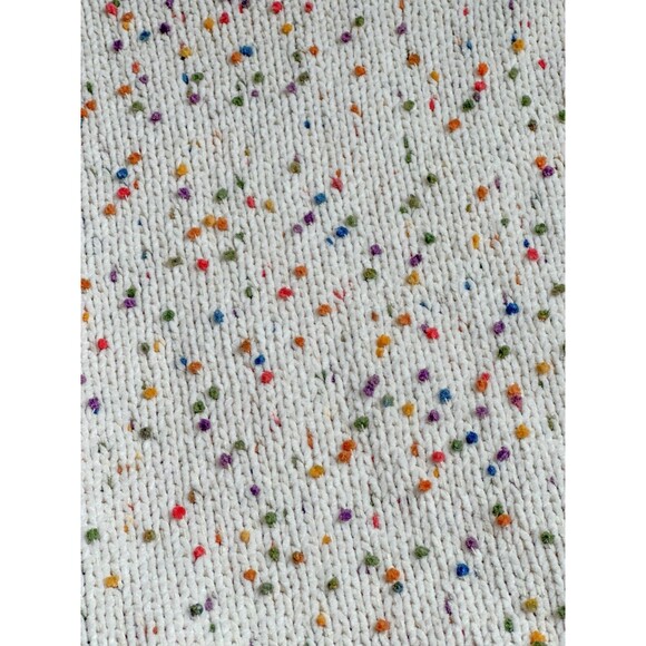 Women’s Colorful Confetti Dots Cable Knit Crew Neck Sweater Size Medium Cream - Picture 2 of 9